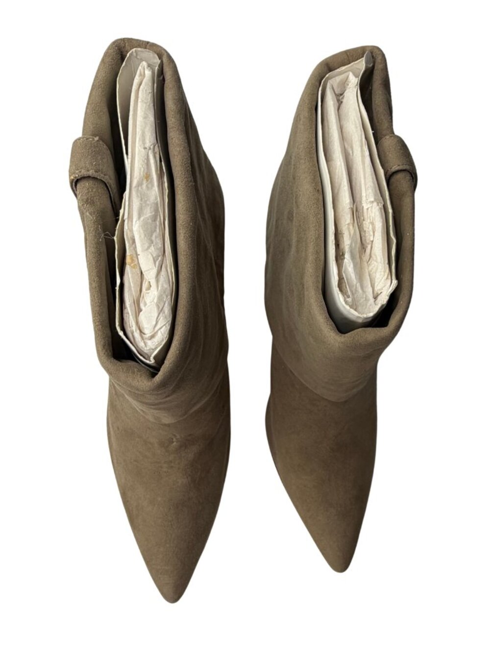 Calvin Klein Bethany Suede Fold-Over Pointed Toe Booties Tan Size 8.5 NEW - Picture 2 of 10